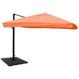 MCW Gastronomie-Ampelschirm MCW-A96, 3,5x3,5m (Ø4,95m) Polyester/Alu 25kg ~ Flap, terracotta mit Ständer, drehbar