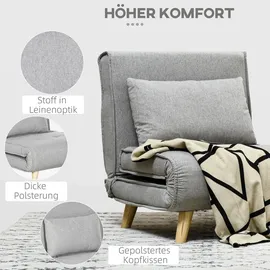 Homcom Schlafsessel 3 in 1 Polyester 72 x 79 x 78 cm Hellgrau mit Lendenkissen