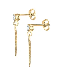 Elli Ohrringe Damen, Ohrhänger Feder-Motiv mit Kristallen von Swarovski", gold, | Gr.: onesize