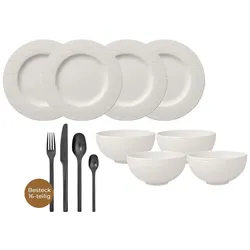 Villeroy & Boch Manufacture Rock Tafelservice mit Besteck 24-teilig weiß