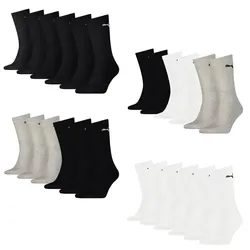 PUMA Unisex Sportsocken, Vorteilspack - Crew Socks, Tennissocken, einfarbig Weiß 35-38 6er Pack (1x6P)