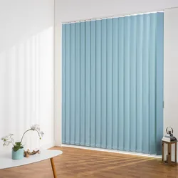 Lamellenvorhang LIEDECO "Lamellenvorhang Vertikalanlage Verdunkelung - 89 mm Lamelle" Gr. 6, blau (hellblau, weiß), B:220cm H:180cm, Jalousien, Kürzbare Vertikalanlage Verdunkelung