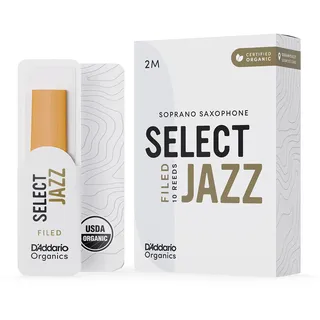 D'Addario Organisch Select Jazz Filed Soprano Saxophon-Stimmzungen - Saxophonrohre - 2 Mittel, 10 Packung