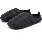 Git-up Memory Schaum Daunen Baumwolle Hausschuhe Herren, Weite Pantoffeln mit rutschfester Gummisohle, Winterschuhe Warme Slipper Indoor Outdoor, Schwarz 47 - 47 EU