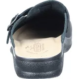 Fly Flot Damen Clog aus Leder mit Schnalle und Keilabsatz auftrittsdämpfend, Größe:40 EU, Farbe:Schwarz - Schwarz - 40