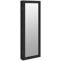 vidaXL Schmuckschrank mit Spiegel Wandmontage Schwarz 37,5x10x106 cm