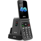 SPC Stella 3 4G Seniorenhandy mit Klappcover | Menü und große Tasten | Notruftaste, Remote-Konfiguration, hörgerätekompatibel und 103dB Ladestation und 3 Direktspeicher - Schwarz