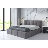 mebloland Polsterbett KENET -OM 140 x 200 mit Bettkasten. Farbe: Grau - Grau