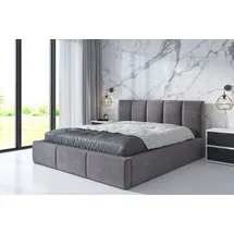 mebloland Polsterbett KENET -OM 140 x 200 mit Bettkasten. Farbe: Grau - Grau