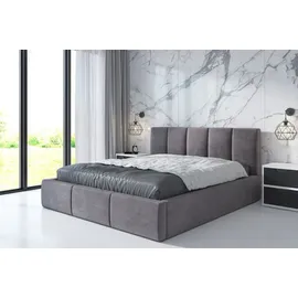 mebloland Polsterbett KENET -OM 140 x 200 mit Bettkasten. Farbe: Grau - Grau