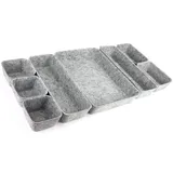 Bazasa 8 Stück Schubladen Organizer Ordnungssystem aus Filz Faltbar Filzkorb für Kosmetik Waschbare Aufbewahrungsbox mit 4 Größe für Schminktisch Büro Badezimmer Nachttisch Schlafzimmer (Hellgrau)