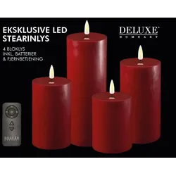 Giftbox Stumpenkerzen LED bordeaux