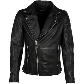 Mauritius Lederjacke "Mavric SF NSLV", Herren, Gr. M, schwarz, Obermaterial: 100% Schafsleder. Futter: 100% Baumwolle. Ärmelfutter: 100% Polyester, unifarben, slim fit kurz, eingesetzt abgesteppt, Jacken, im Biker-Style, asymetrischer Reißverschluss, Nieten