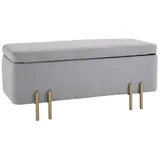 Homcom Sitzbank mit Stauraum Stoff, Metall, Schaumstoff, Hellgrau, 100 x 40 x 42 cm