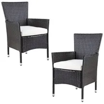 CASARIA Polyrattan Gartenstuhl 59 x 59 x 88 cm braun/creme 2er Set stapelbar