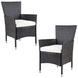 CASARIA Polyrattan Gartenstuhl 59 x 59 x 88 cm braun/creme 2er Set stapelbar