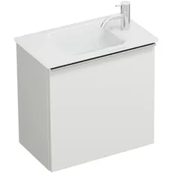 burgbad Eqio Waschtischkombination mit Glaswaschtisch 52 cm, mit Griffleiste G0251, Badmöbel,