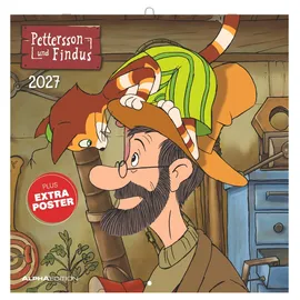 ALPHA EDITION GmbH & Co. KG Pettersson und Findus 2027: Wandkalender 30x30 cm (30x60 cm geöffnet) mit Notizkalendarium, 12 Illustrationen und Extra Poster