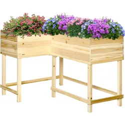 Outsunny - Hochbeet - 122Lx91Wx81Hcm - Naturholz