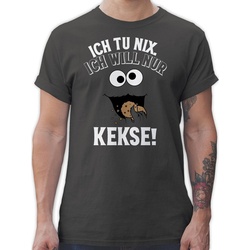 Shirtracer T-Shirt Ich tu nix Ich will nur Kekse – Keksmonster Cookie Monster Keks Karneval & Fasching grau 4XL