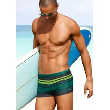Chiemsee Boxer-Badehose CHIEMSEE, Herren, Gr. 6, N-Gr, grau (grau, grün), Polyamid, gestreift, quergestreift, Badehosen, im Streifendesign