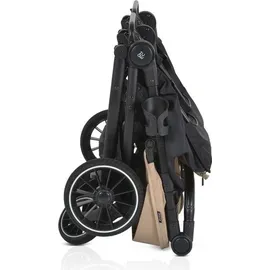 Moni Zwillingskinderwagen TwinGo Getränkehalter, Fußabdeckung, Hinterradbremse braun