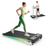Laufband mit 9% Steigung, Walking pad klappbar mit Sicherheitsgriff, One-Touch-HIIT-Modus, Gehen, Joggen oder Laufen fürs Homeoffice, Kein Zusammenbau erforderlich, Fernbedienung & LED-Anzeige