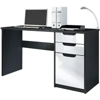 Vladon Schreibtisch Weiß Hochglanz, 129x76x60 cm, Arbeitszimmer, Schreibtische, Bürotische
