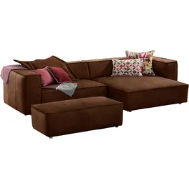 W.Schillig Hocker around-the-block Leder 120 x 39 x 60 cm Braun