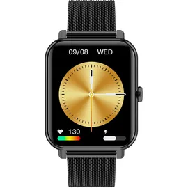 Garett GRC Classic BT 39 mm Edelstahlgehäuse Schwarz Sportarmband Schwarz S