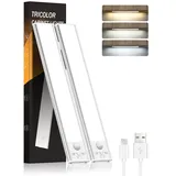 FLOWood Unterbauleuchte Küche Led, Schrankbeleuchtung mit Bewegungsmelder 24CM, 3 Farbmodi Dimmbar, 1500 mAh USB Aufladbar Led Lichtleiste für Schlafzimmer, Schrank, Kleiderschrank, 2 Stück