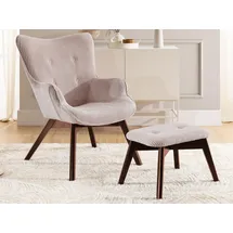 S-Style Lounge-Sessel Cordstoff 71 x 96 x 86 cm Rosa mit Hocker