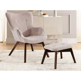 S-Style Lounge-Sessel Cordstoff 71 x 96 x 86 cm Rosa mit Hocker