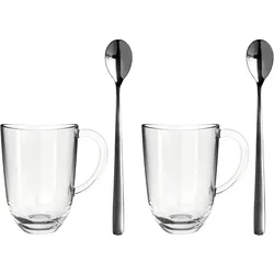 Leonardo 2 Latte Macchiato Tassen Napoli + 2 Löffel 380 ml