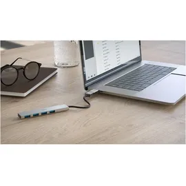 Hama USB-Hub 4 Ports grau