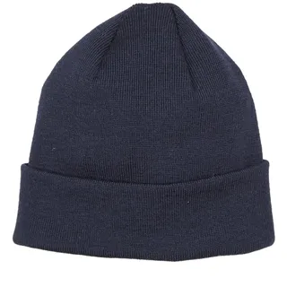 Leuchtfeuer Strickwaren Feinstrickmütze Föhr 100% Merinowolle, einfacher Umschlag,Made in Germany (Marine) - M-L