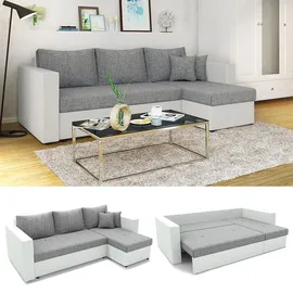 VitaliSpa Ecksofa Webstoff weiß/grau