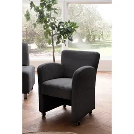 exxpo - sofa fashion Sessel Intenso Leder 66 x 83 x 66 cm Grau mit Rollen