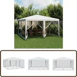 vidaXL Partyzelt mit 8 Mesh-Seitenteilen Weiß 4x4 m HDPE
