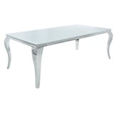 Casa Padrino Esstisch Designer Esstisch 180 cm Weiss / Silber - Modern Barock