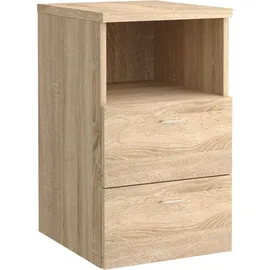 FMD Nachtschrank mit 2 Schubladen und offenem Regal Eichenoptik