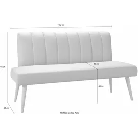 exxpo - sofa fashion Sitzbank EXXPO - SOFA FASHION "Costa, moderne Rückensteppung, bequem und elegant, hoher Holzfuß", grau (delfin), B:162cm H:92cm T:68cm, Struktur: Webvelour, 100% Polyester, Sitzbänke, Essbank Sitzbank Polsterbank, hochwertige Detailverarbeitung, Frei im