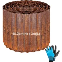 Rasenkante Metall 3.0m, 15.2cm Hoch Beeteinfassung Metall mit Rostoptik, Rasenkanten Cortenstahl, Flexible Rasenkante Beeteinfassung Rost zur Eingrenzung von Blumenbeeten, Gartenwegen,Bäumen - Wellen