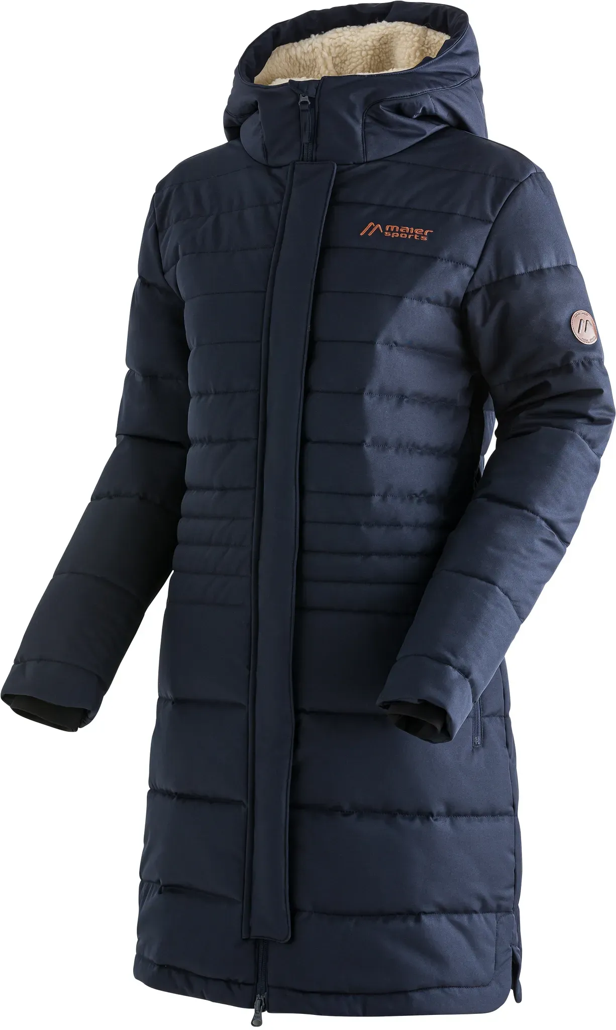 Funktionsmantel MAIER SPORTS "LAERKE", Damen, Gr. 46, blau (dunkelblau), 100% Polyester, Langarm, Mäntel, Damen Mantel, Outdoormantel wind/wasserdicht, 4 geräumige Taschen