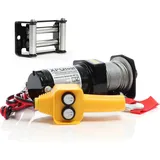 XPOtool Set Elektrische Seilwinde 907kg 12V, Seilzug mit 12,5m Stahlseil, 1PS Motorwinde u. Rollenfenster, Windenfenster mit 4 Rollen Lochabstand 109mm,