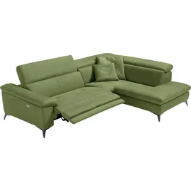 Egoitaliano Ecksofa EGOITALIANO "Martine, Multifunktionssofa mit Komfortfunktionen, edel und bequem", grün (kiwi), B:272cm H:96cm T:203cm, Sofas, Ecksofa, mit Ottomane, elektrischer Relaxfunktion und Kopfteilverstellung