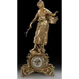 Casa Padrino Luxus Barock Tischuhr Gold 29 x H. 62 cm - Handgefertigte Bronze Uhr im Barockstil - Barock Schreibtischuhr - Barock Schreibtisch Deko... - Gold