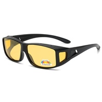 QIULAO Anti-Pollen-Brille, Polarisierte Sonnenbrille, Anti-UVA/UVB, Schutzbrille Für Erwachsene Und Frauen, Big-Frame-Brille Gegen Myopie. (Color : Polarized Yellow, Size : Matte Black)