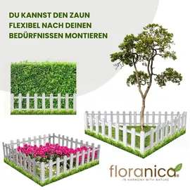 Floranica Zierzaun 100 x 20 cm 4 Stück Weiß