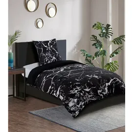 Sanilo Bettwäsche Marmor Schwarz 135 x 200 cm + 80 x 80 cm
